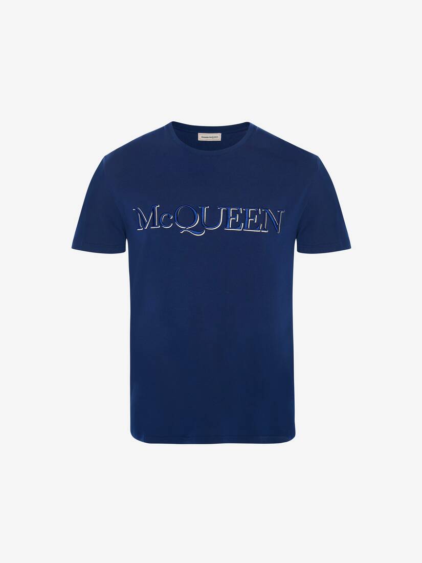 Camisetas Alexander McQueen Embroidered Hombre - Azules - Mexico 134-JGQARK